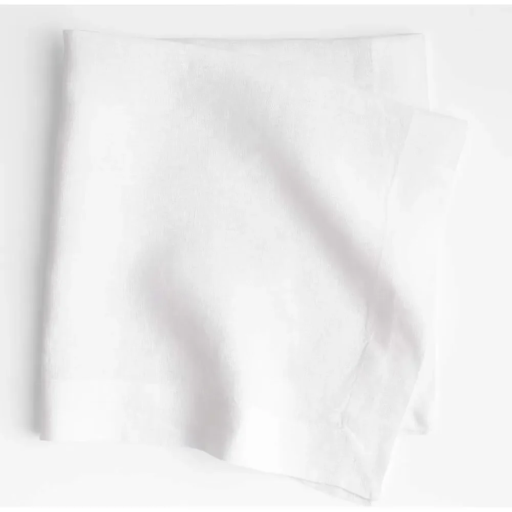 Crate & barrel Marin Crisp White EUROPEAN FLAX -Certified Linen Napkin, Set of 3